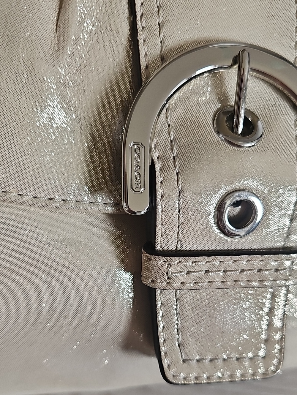 Coach F17217 Soho Flap Metallic Shimmer Champagne Gold Shoulder Bag *Read Cond - Picture 7 of 17